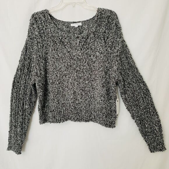 Coco Jaimeson Sweater Women XL Pointelle Heather Charcoal Cozy Comfy Fuzzy NWT - Picture 10 of 10
